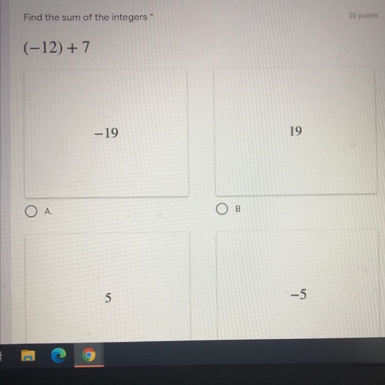 Find the sum of the integers (-12)+7-example-1