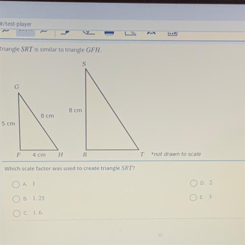 Which scale factor was used to create triangle SRT?-example-1