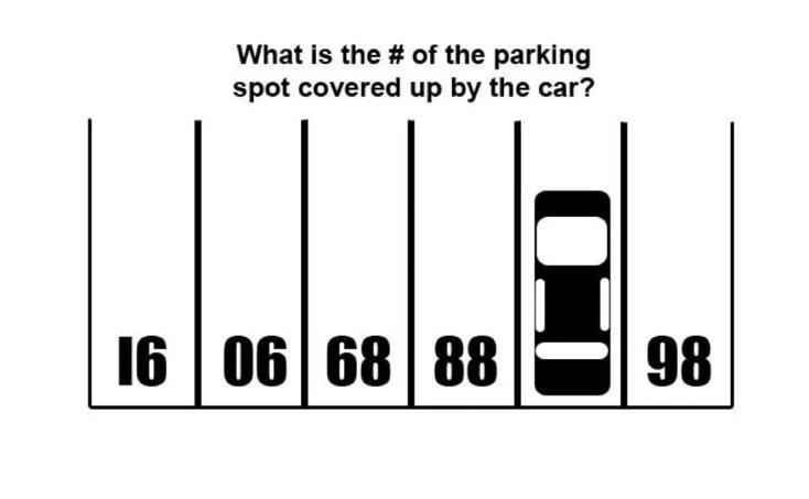 What is the number of the parking space covered by the car?-example-1