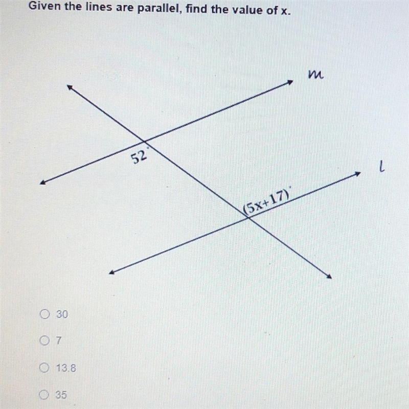 Given the lines are parallel, find the value of x.-example-1