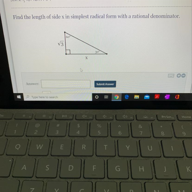 ❗️❗️❗️Find the length of side x in simplest radical form with a rational denominator-example-1