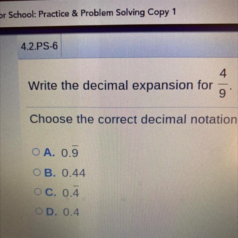 Write the decimal expansion for 4/9-example-1