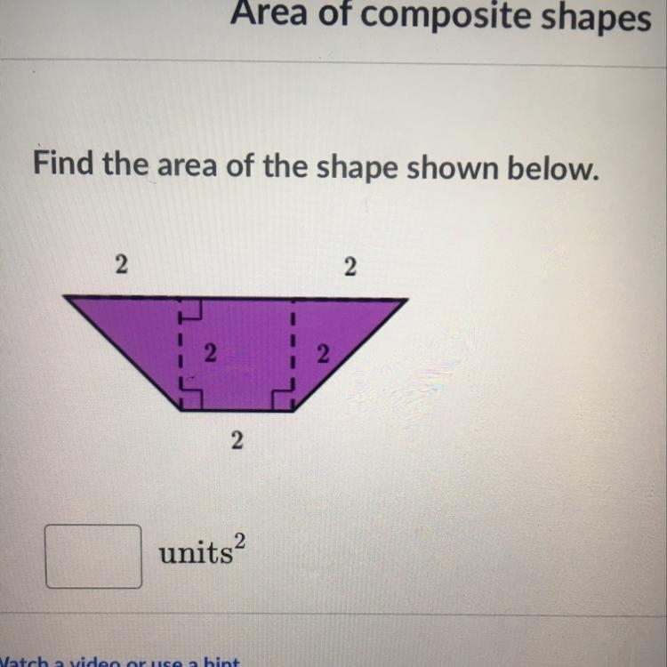 Find the area of the shape shown below. 2 2 nd 2 Need help Plz hurry and answer!!!-example-1