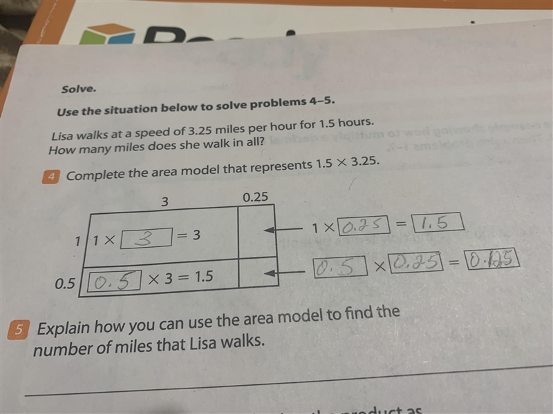 Complete the area model that represents 1.5* 3.25-example-1