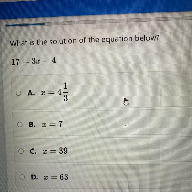 What is the solution of the equation below? ￼-example-1