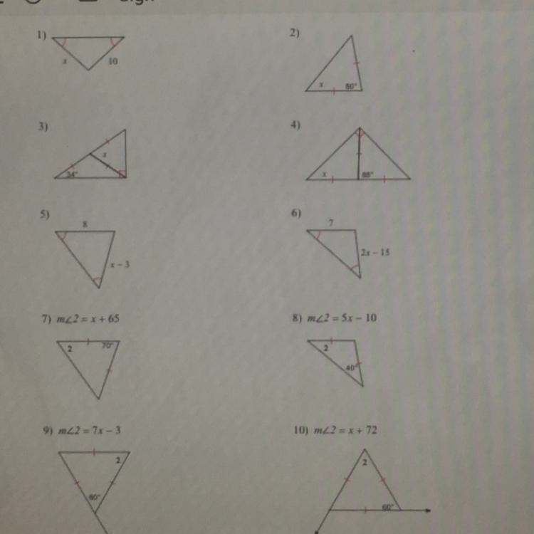 Geometry Isosceles and Equilateral Triangles Plsss help me ASAP!!!!-example-1