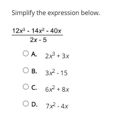 Simplify the expression below.-example-1