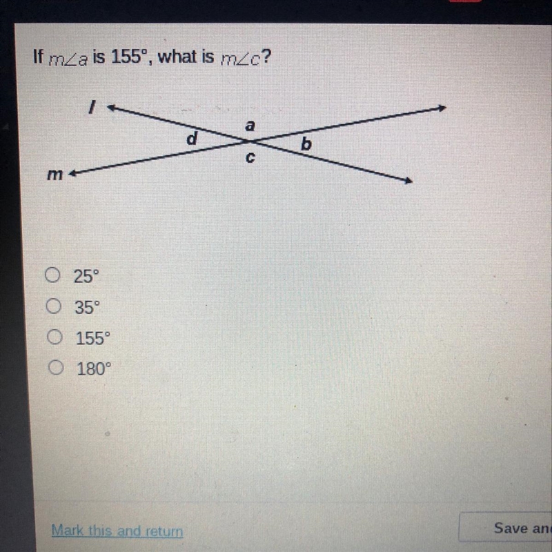 If m/_a is 155º, what is m/_c? Pls help ASAP-example-1