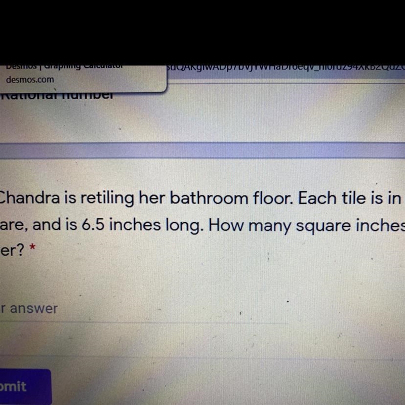 21. Chandra is retiling her bathroom floor. Each tile is in the shape of a square-example-1