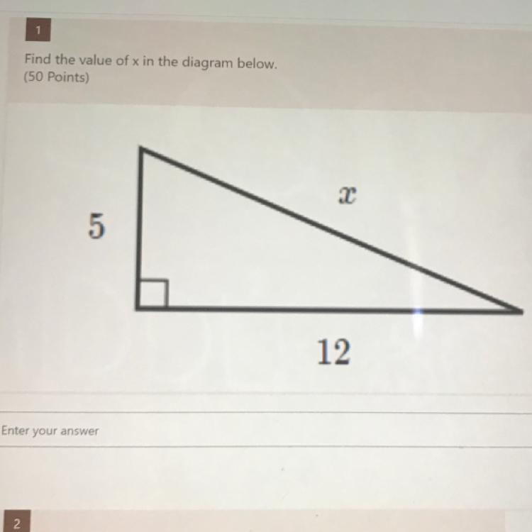 Find the value of x in the diagram below-example-1