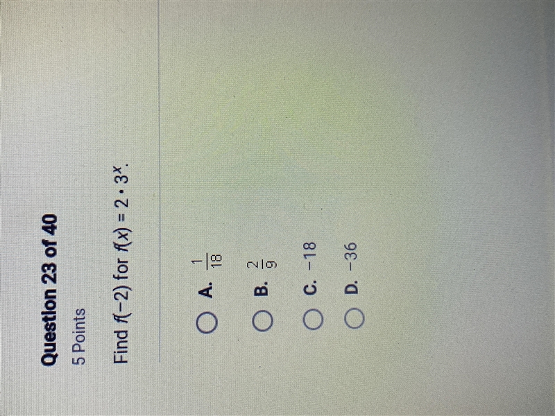 PLEASE HELP! find f(-2) for f(x) = 2x^x-example-1