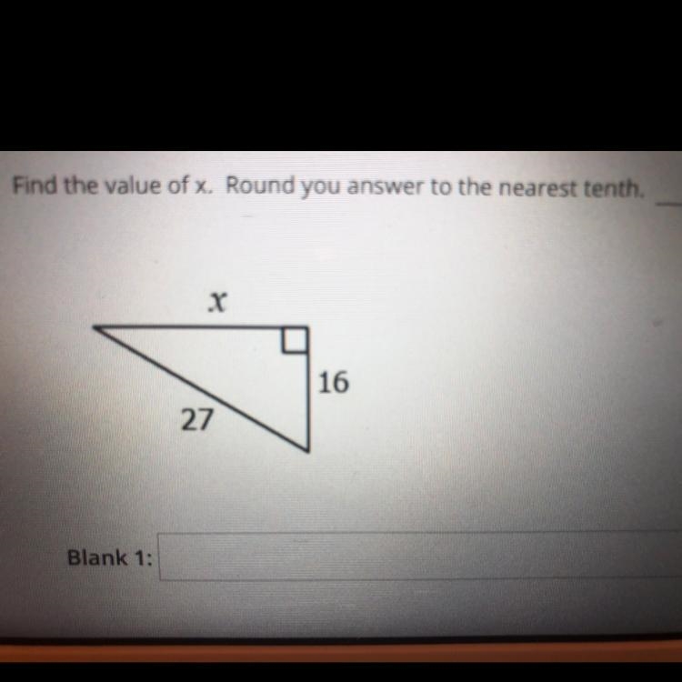 Question 2 (1 point) Find the value of x. Round you answer to the nearest tenth. X-example-1