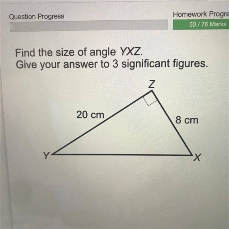 What is the size of angle YXZ?-example-1