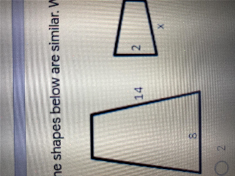 The shapes below are similar. What does x have to be?-example-1