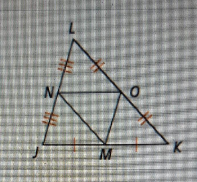 Use the figure at the right. if JK = 2x + 12 and NO = 14, what is the value of x? x-example-1