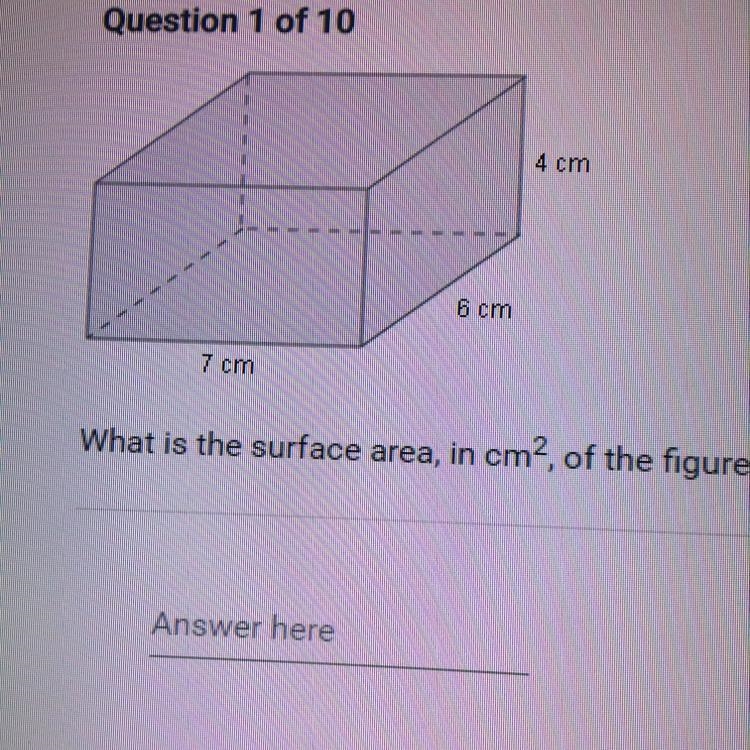 What is the surface area, in cm^2, of the figure shown above?-example-1