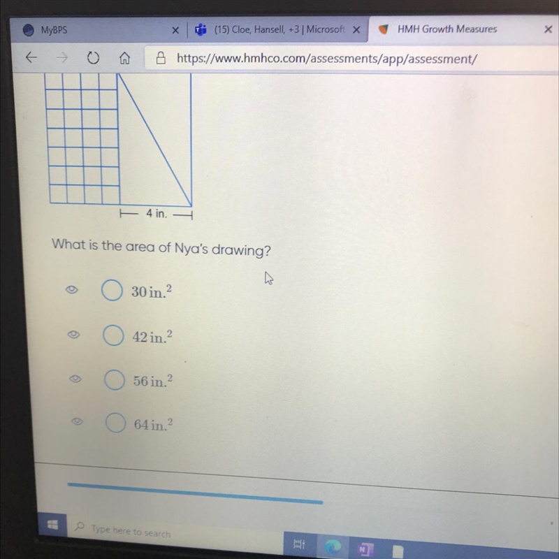 Nya’s drawing is made up of 1 in. by 1 in. squares and two congruent triangles, as-example-1