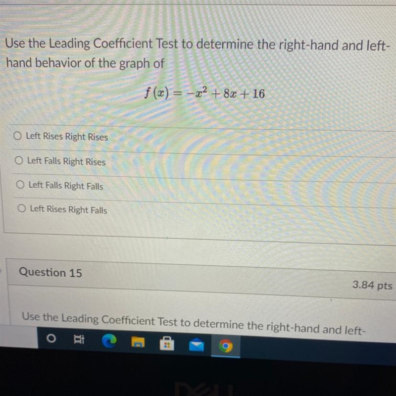 Use the Leading Coefficient Test to determine the right-hand and left- hand behavior-example-1