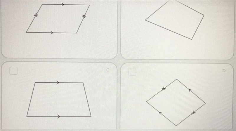 Which of the following are parallelograms? ( There may be more than one answer)-example-1