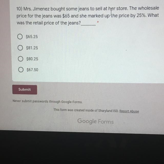 10) Mrs. Jimenez bought some jeans to sell at her store. The wholesale price for the-example-1