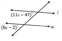 Suppose l ∥ m. The value of x is_______.-example-1