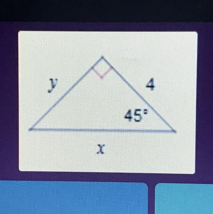 In this 45-46-90 triangle , I have been given the length of a leg . How do I find-example-1