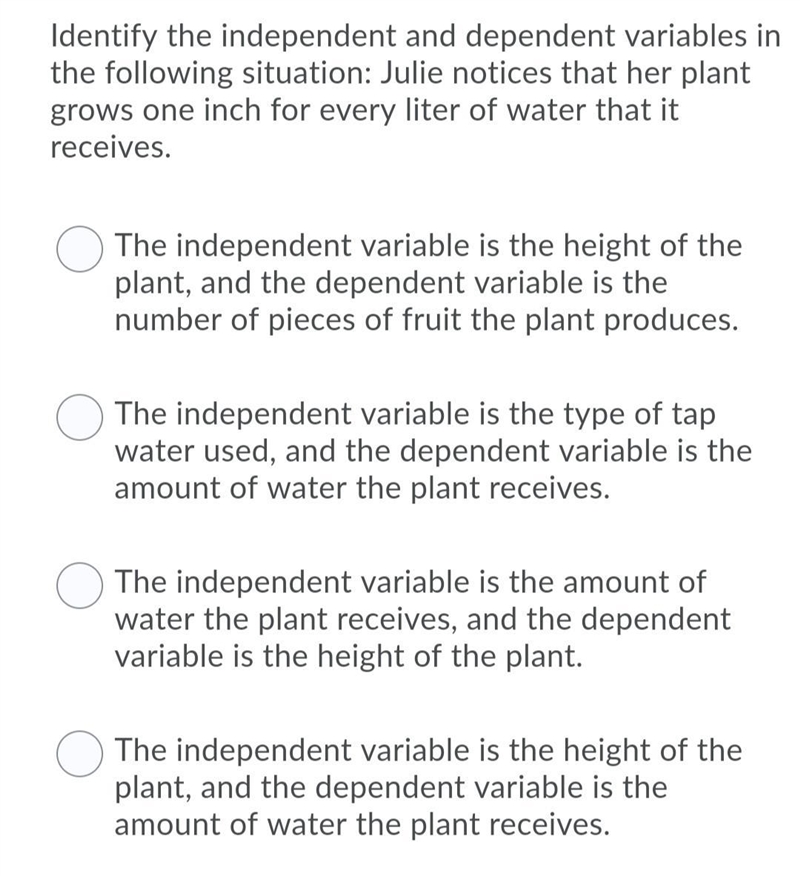 Identify the independent and dependent variables in the following situation: Julie-example-1