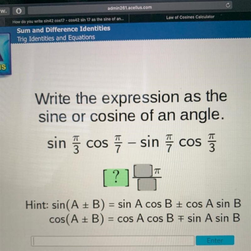 HELP :Write the expression as the sine or cosine of an angle.-example-1