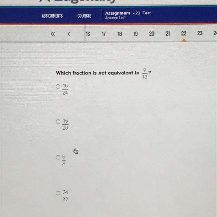 Which fraction is not equivalent to 9/12-example-1