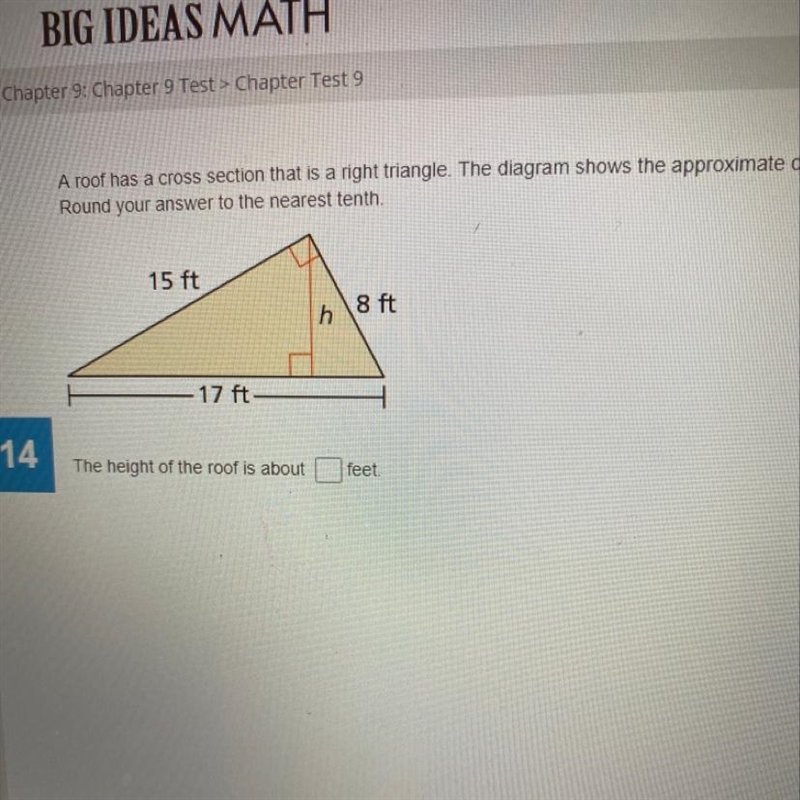 Letry. 14 Chapter 9: Chapter 9 rest Chapter Test A roof has a cross section that is-example-1