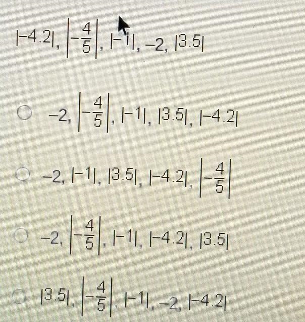 QUICK! Which shows the list of numbers in order from least to greatest? ​-example-1