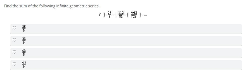 Find the sum of the following infinite geometric series-example-1