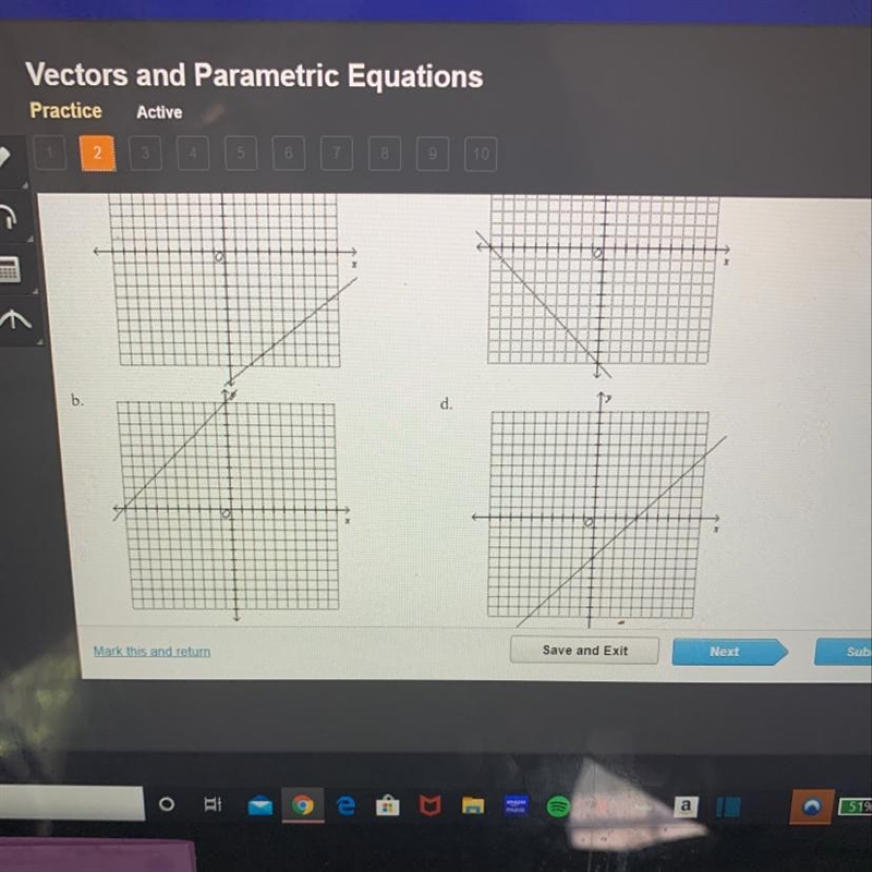 It’s asking... “set up a table of values and then graph the line from its parametric-example-1