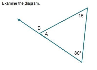 What is the sum of the remote interior angles? What is the measure of ∠A? What is-example-1