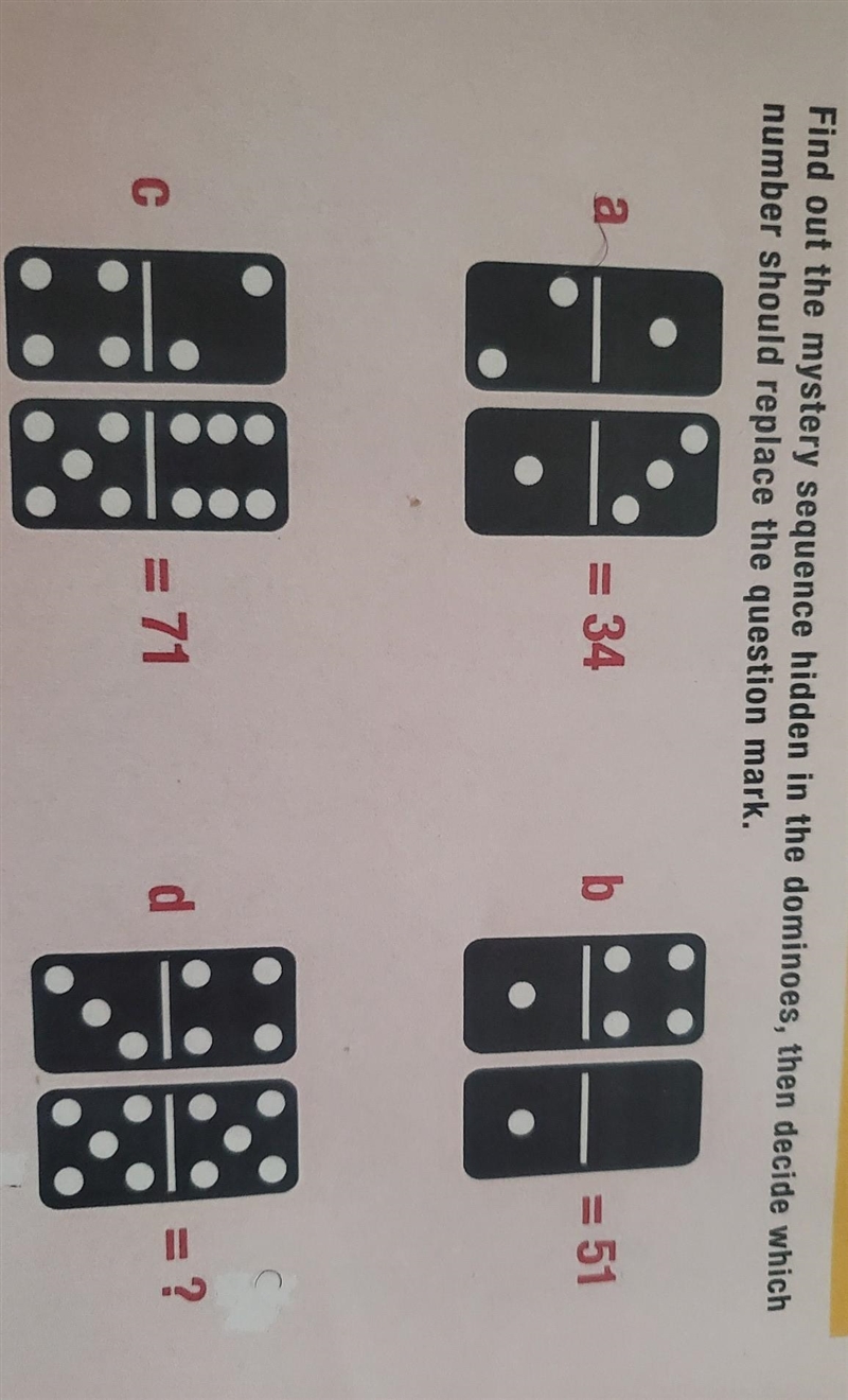 Find out the mystery sequence hidden in the diminoes,dominoes, decide which number-example-1