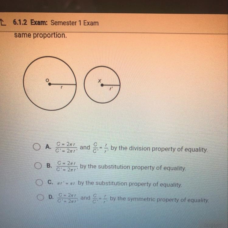 George is given two circles 0 and circles X as shown if he wants to prove that two-example-1