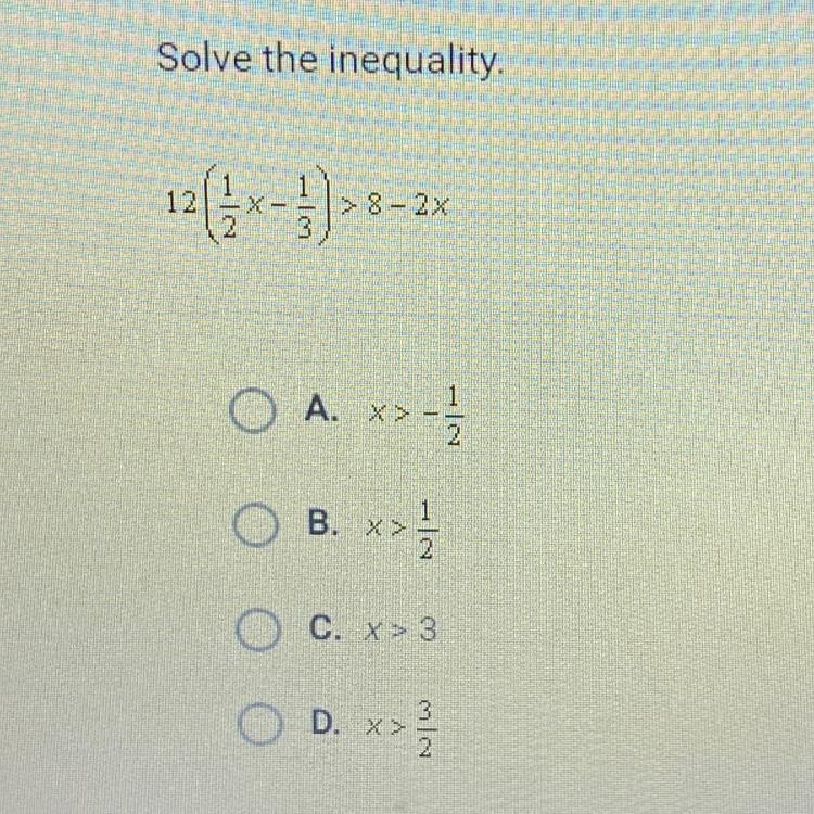 Please help me Solve the inequality. 12 - }>8-23-example-1