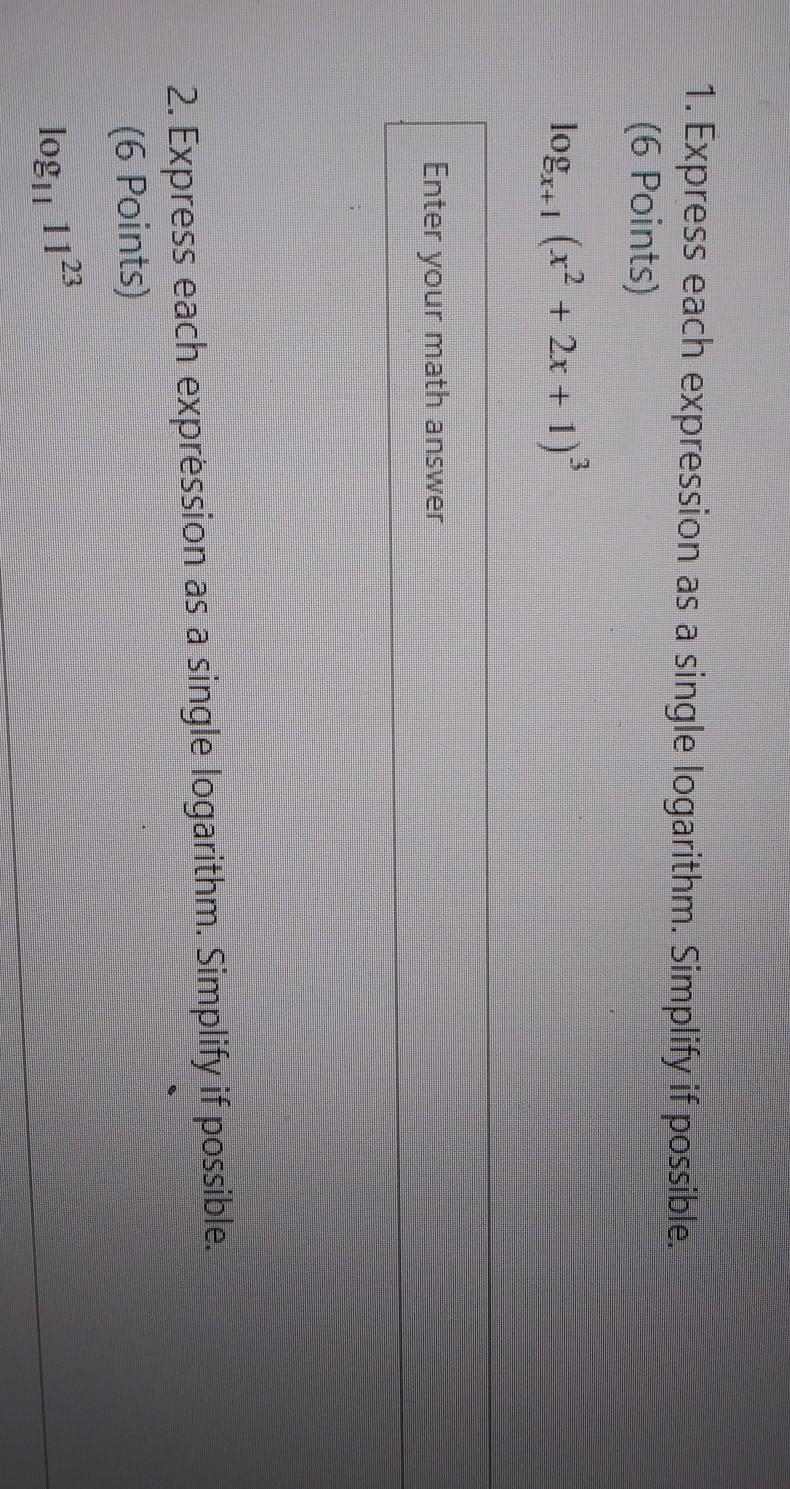 Express each expression as a single logarithm.​-example-1
