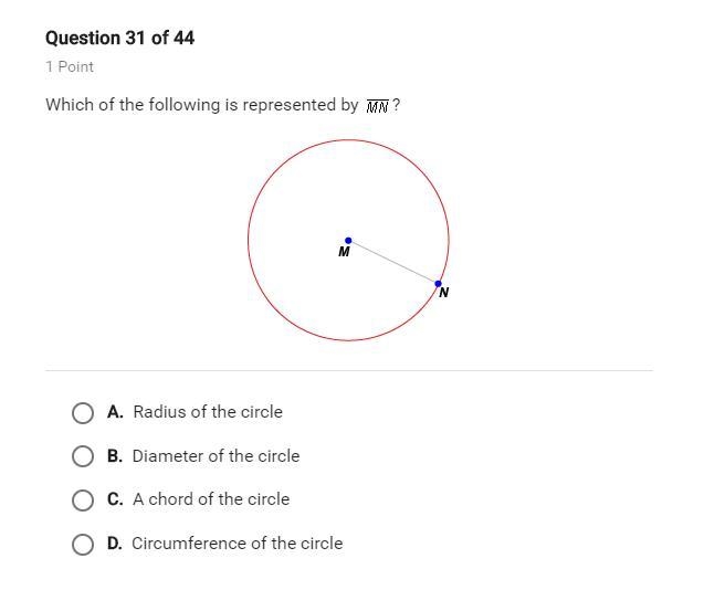 Which of the following is represented by MN?-example-1