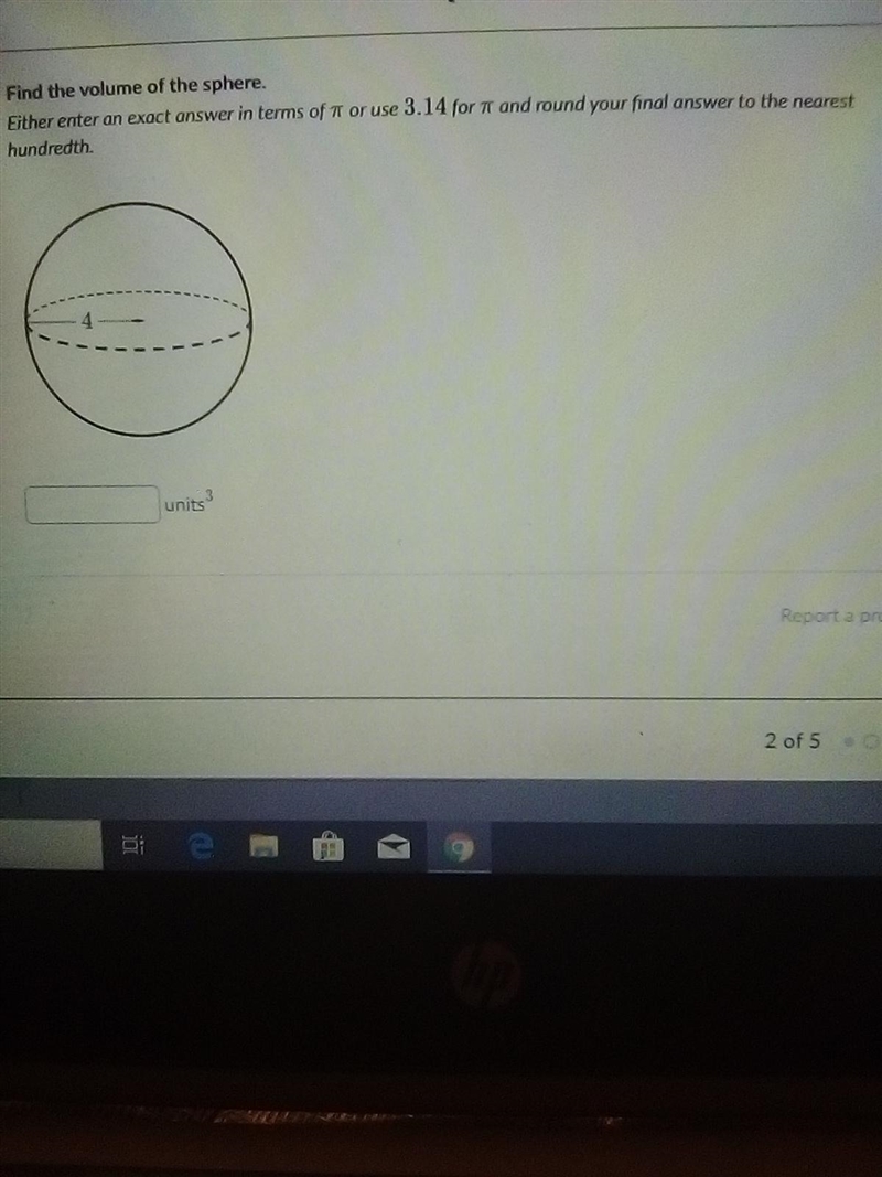 Find the volume o the sphere.-example-1