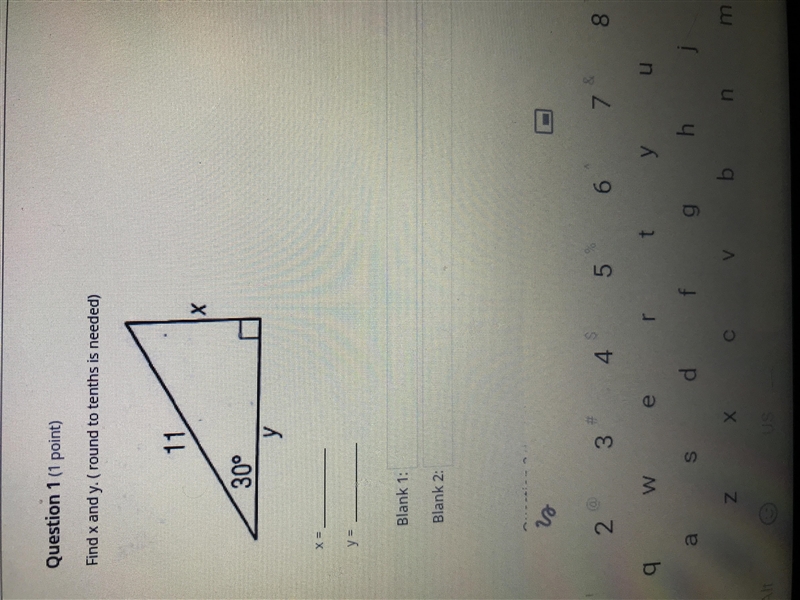 Find x and y (round to the nearest tenths is needed) Picture below.. help-example-1