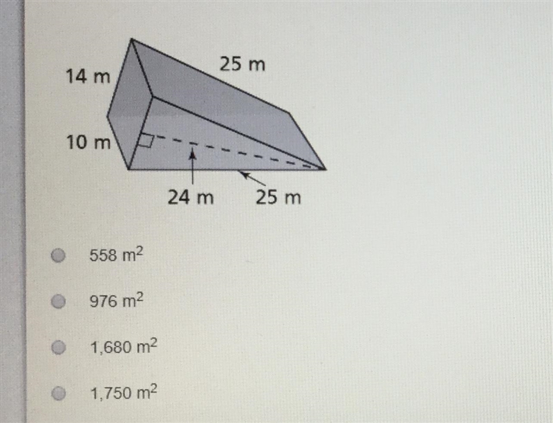 What is the surface area of the triangular prism shown-example-1