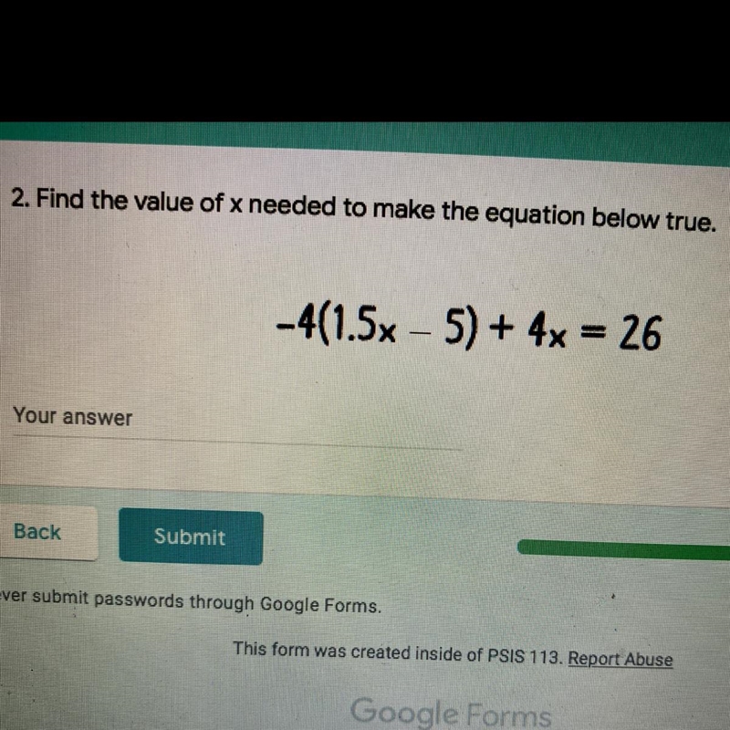 Find the value of x needed to make the equation below true.-example-1