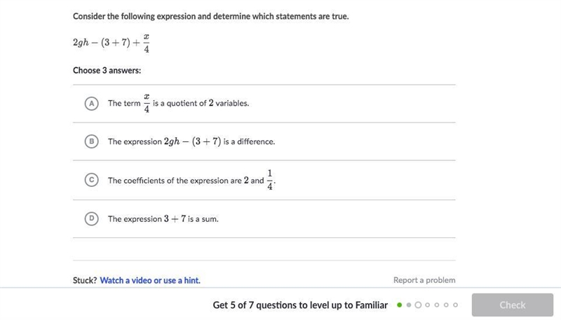 Consider the following expression and determine which statements are true. Choose-example-1