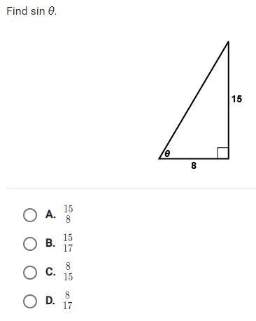 Find sin θ Right Triangle Trigonometry-example-1