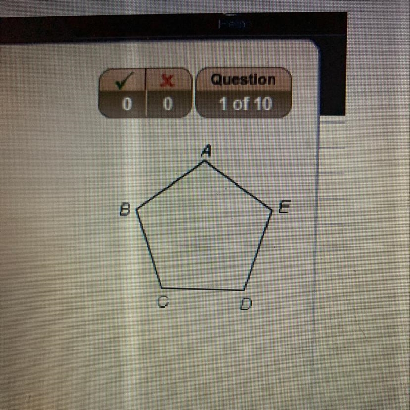 Find the angle of rotation about the center of the regular pentagon that maps A to-example-1