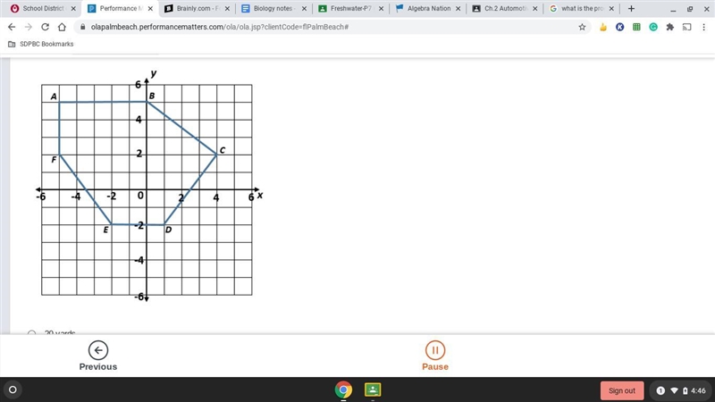 Jamie needs to build a fence around his garden, as illustrated by polygon ABCDEF on-example-1