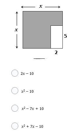 I dont understand this please help Which expression represents the area of the shaded-example-1