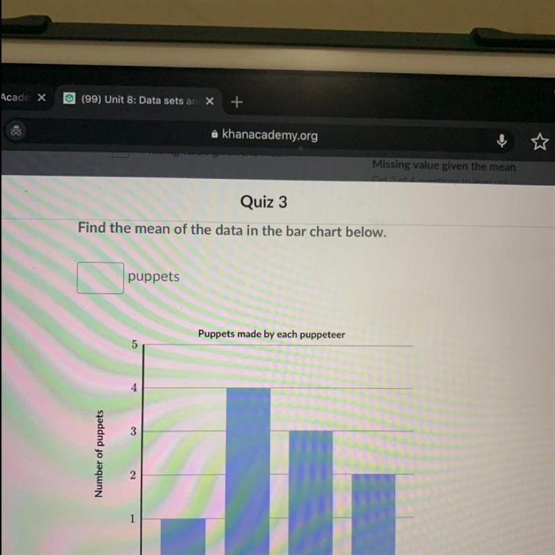 Can someone help? Find the mean of the data in the bar chart below.-example-1