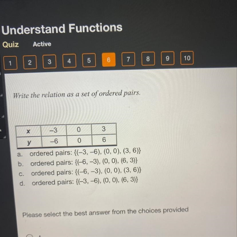 Write the relation as a set of ordered pairs.-example-1